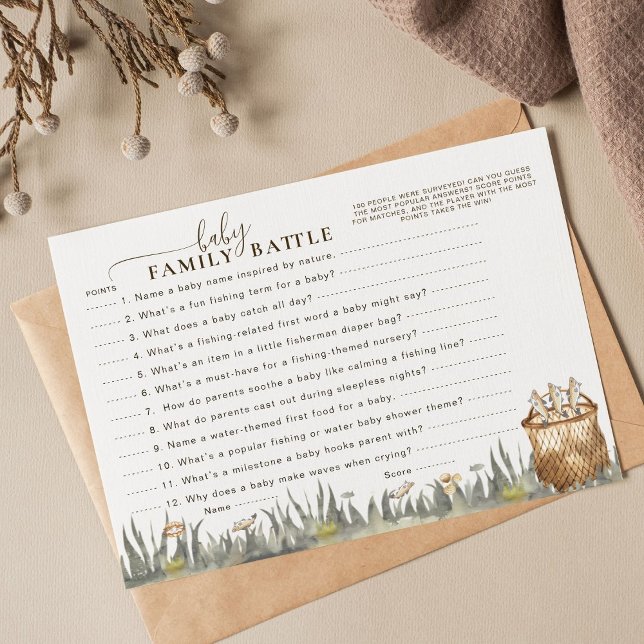 Carte Bébé Famille Bataille bobine Amusant Pêche Douche  (Créateur téléchargé)