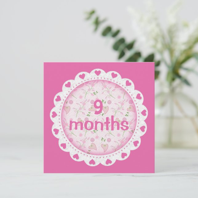 Carte Bébé Fille Marqueurs mensuels Jalons Fille (Debout devant)