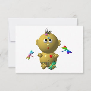 CARTE BÉBÉ FILLE SAUTILLANTE AVEC 4 LIBELLULES