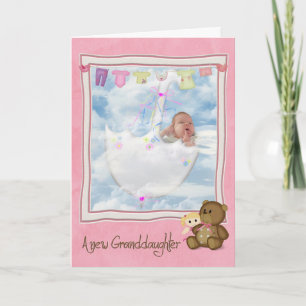Carte Bébé fille sous parapluie