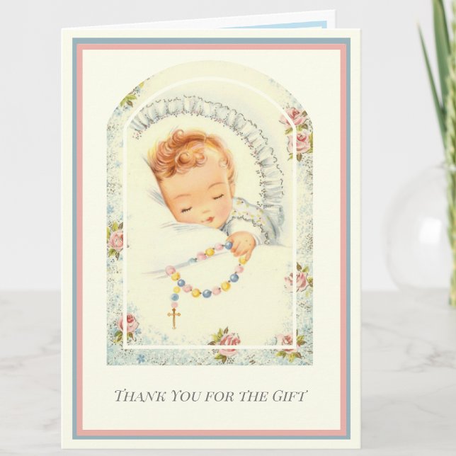 Carte Bébé garçon ou fille Merci religieux catholique (Créateur téléchargé)