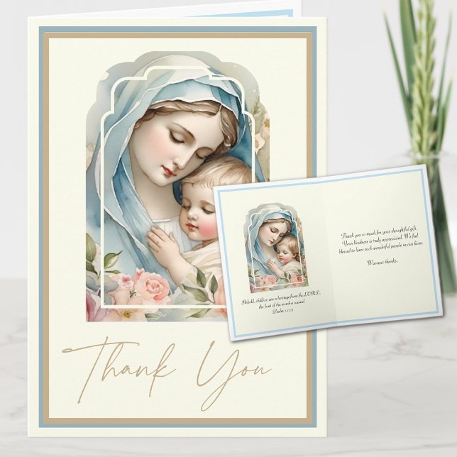 Carte Bébé garçon ou fille Merci religieux catholique (Créateur téléchargé)