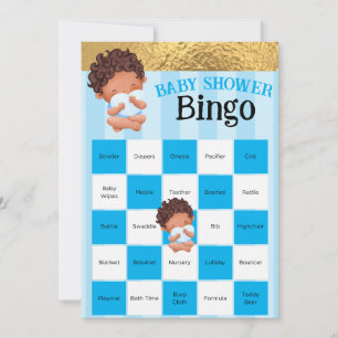 Carte Bébé Garçon rose et Baby shower d'or Jeu de Bingo