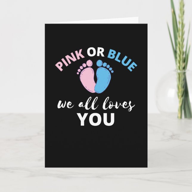 Carte Bébé Genre Révéler Les Idées Rose Ou Bleu Nous Aim (Devant)