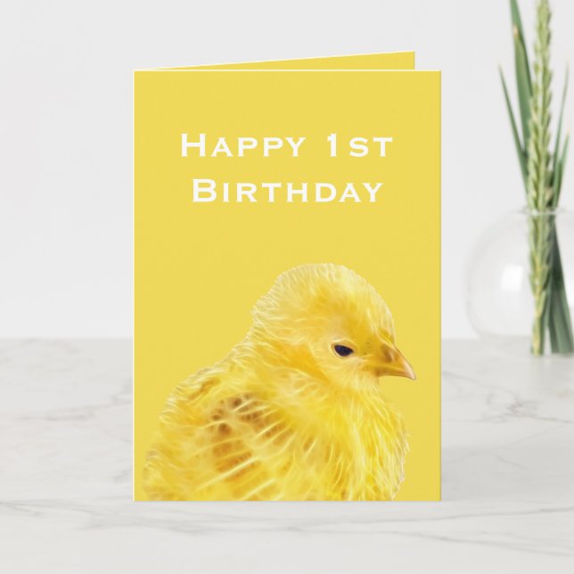 Carte Bébé jaune mignon poussette 1er Joyeux anniversair (Devant)