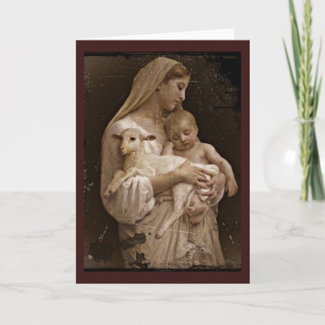 Carte Bébé Jésus de Mary et agneau (Devant)