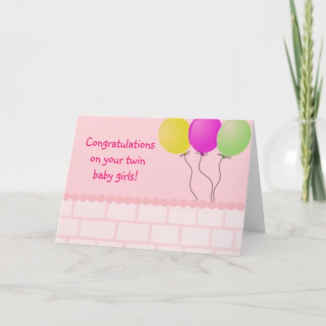 Carte bébé jumelle pour filles (Devant)