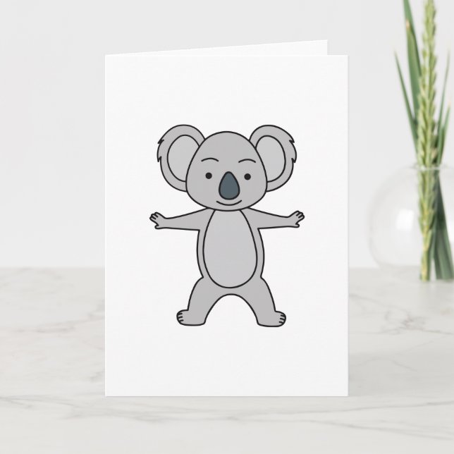 Carte Bébé koala mignon avec un sourire debout (Devant)