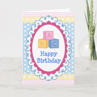 Carte Bébé mignon ABC Polkadot Anniversaire