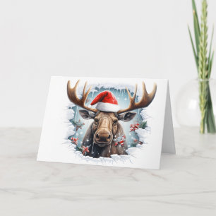 Carte Bébé mignon Animaux de Noël 3D Moose Salutation