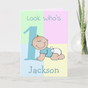 Carte Bébé mignon Cartoon 1er anniversaire