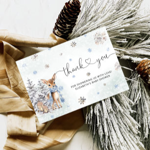 Carte Bébé mignon Cerf Baby shower d'hiver Merci