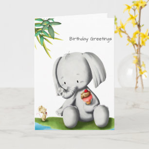 Carte Bébé mignon Eléphant Anniversaire