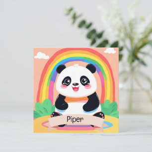 Carte Bébé mignon Panda arc-en-ciel