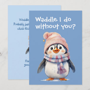 Carte Bébé mignon Penguin Amusant Noël Humour Appartemen