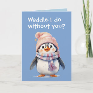 Carte Bébé mignon Penguin Amusant Noël Humour Fêtes