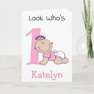 Carte Bébé mignonne caricature 1er anniversaire