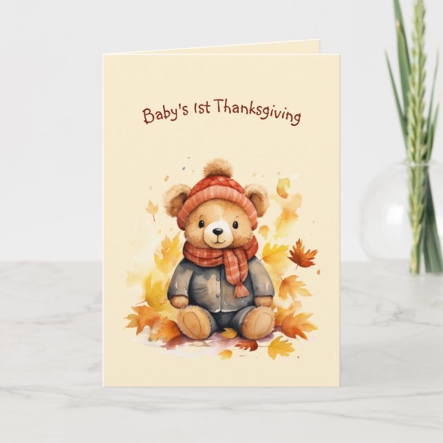 Carte Bébé Ours Premier Thanksgiving Salutation (Devant)