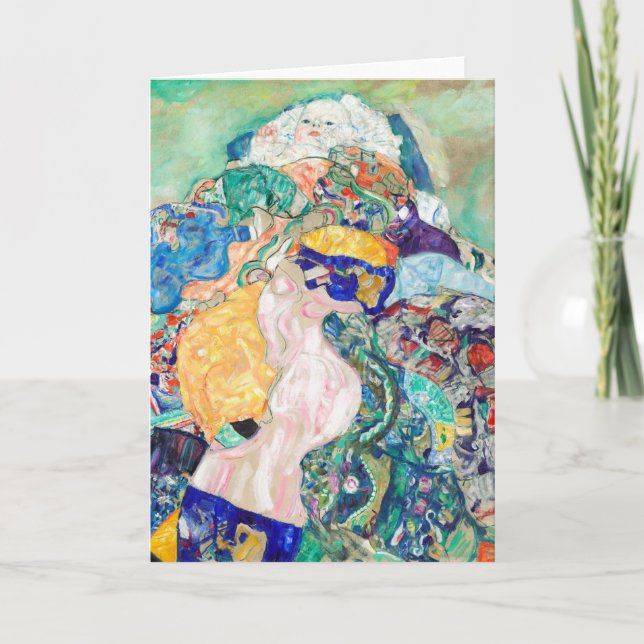 Carte Bébé par Gustav Klimt Peinture (Devant)