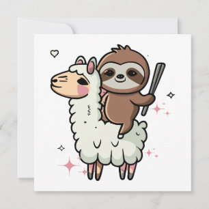 Carte Bébé paresseux et lama mignons 