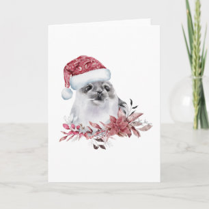 Carte Bébé Phoque d'Eau Portant un Chapeau de Noël