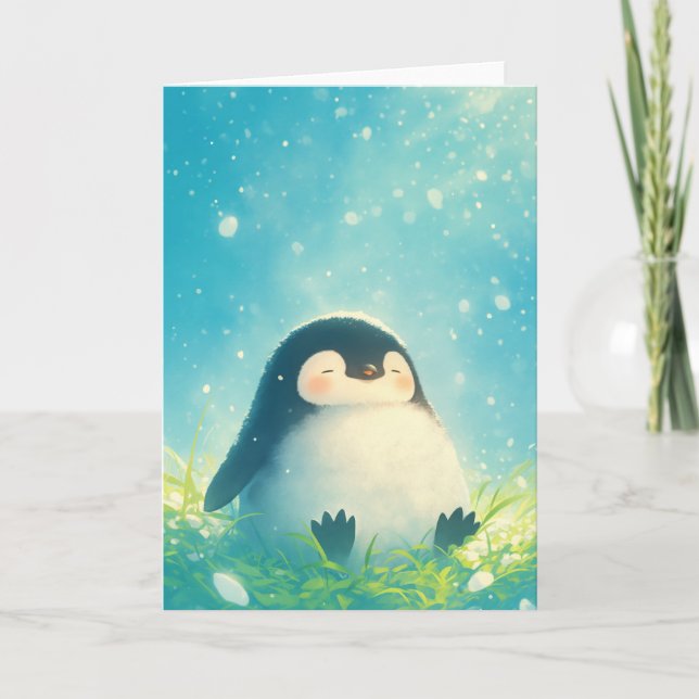 Carte Bébé Pingouin Chilling (Devant)