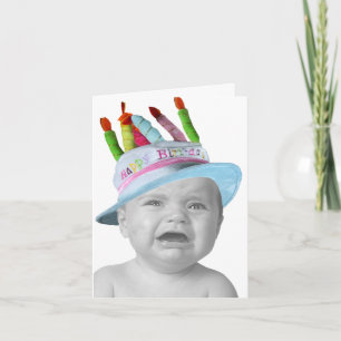 Carte Bébé pleurant personnalisable dans un casquette