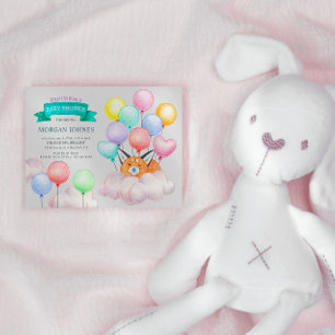 Carte Bébé Renard Endormi Sur Un Nuage Baby Shower Color