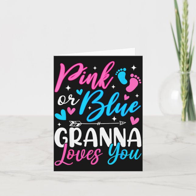 Carte Bébé Révélation Du Sexe Nk Ou Bleu Gr Vous Aime  (Devant)