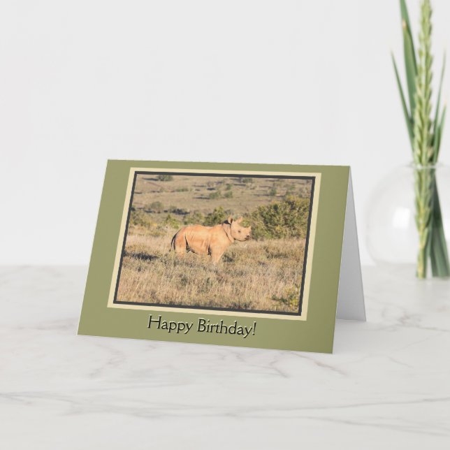 Carte Bébé Rhino Joyeux anniversaire (Devant)
