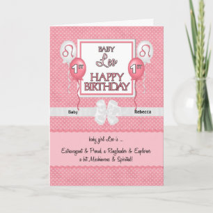 Carte Bébé rose Leo Zodiac 1er anniversaire