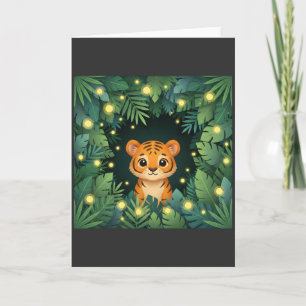 Carte Bébé Tigre Mignon Jungle Papillon Forêt Adorable