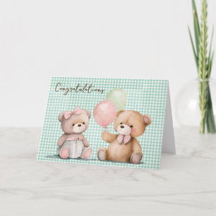 Carte Bébé Twin Nounours Félicitations