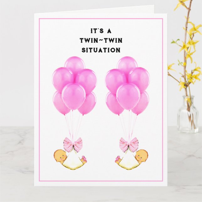 Carte Bébé Twins Félicats (Fleur jaune)