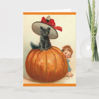 Carte Bébé vintage de citrouille de casquette de