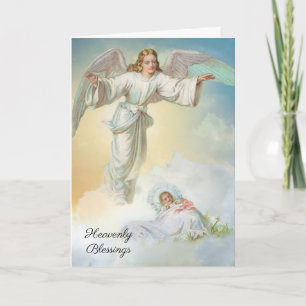 Carte Bébé vintage Écriture Religieuse Gardien Ange