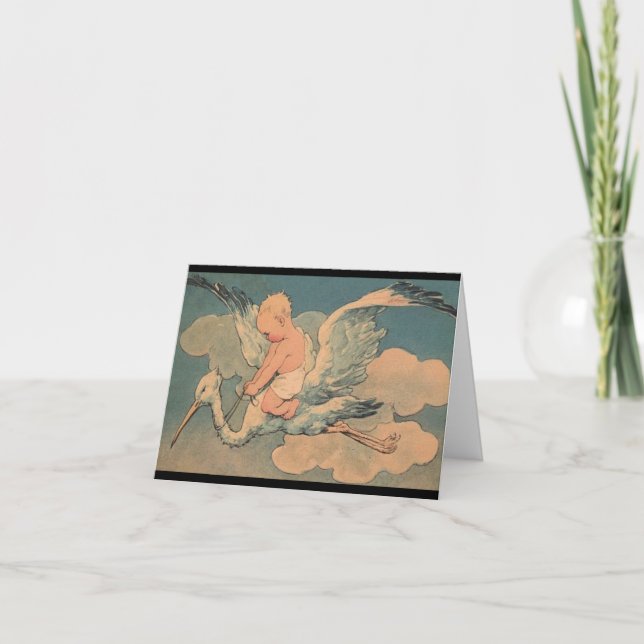 Carte bébé vintage Stork (Devant)