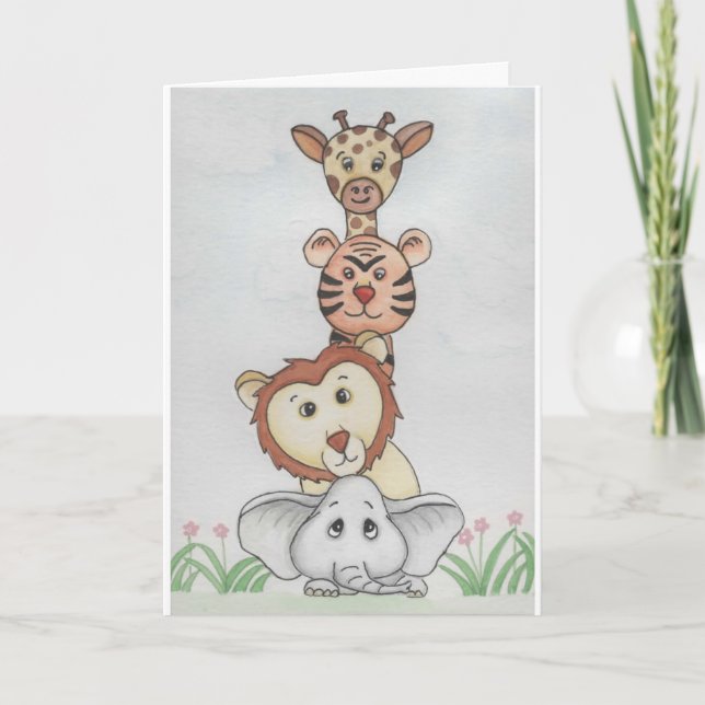 Carte Bébé Zoo Animaux (Devant)