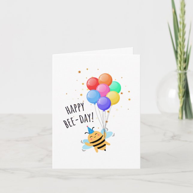 Carte Bee Birthday Card - "Happy Bee-Day!" (Devant)