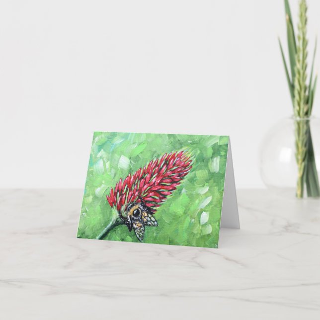 Carte Bee on Crimson Clover Painting (Devant)