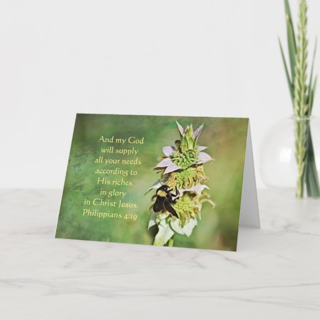 Carte Bee on Fleur sauvage Scripture Card Philippians 4: (Devant)