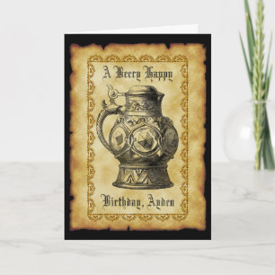 Carte Beery Happy Birthday Antique Beer Stein Vintage