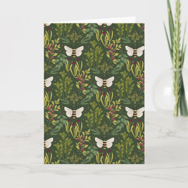 Carte Bees and Foliage Greeting Card (Devant)