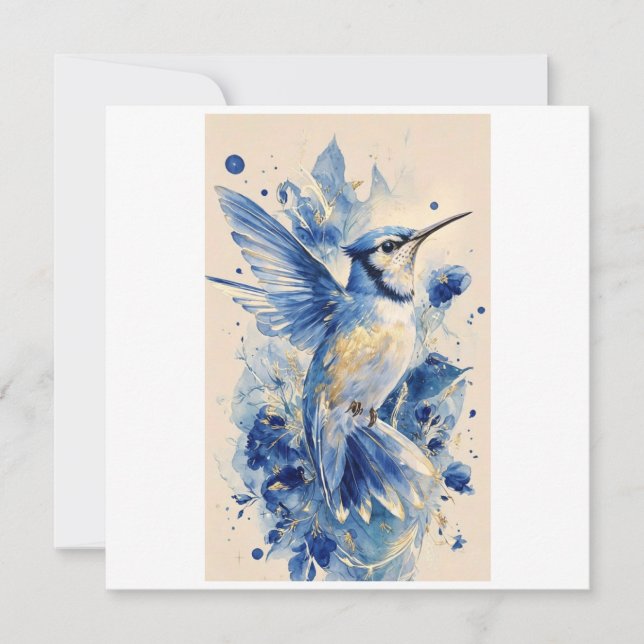 Carte bel oiseau bleu (Devant)