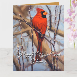 Carte Bel oiseau cardinal rouge perché sur une branche