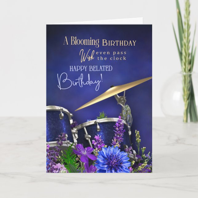 Carte Belated Birthday Card For Drummer (Devant)