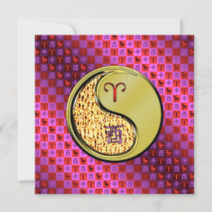 Carte Bélier et coq métallique