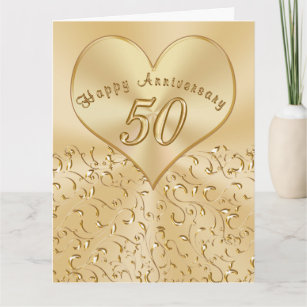 Carte Belle 50ème anniversaire Mariage Cartes, 3 tailles