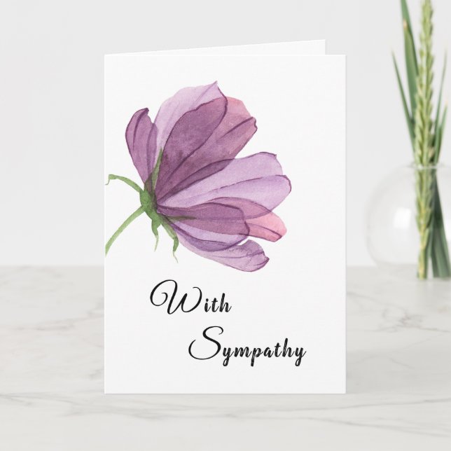 Carte Belle aquarelle couleur violet Fleur Sympathie (Devant)