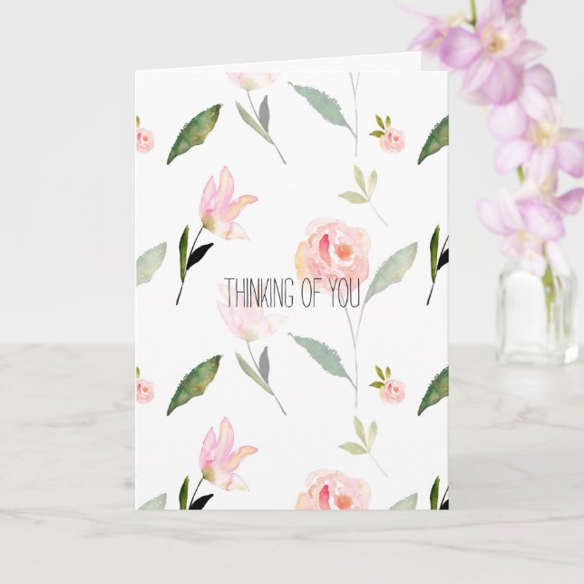 Carte Belle aquarelle Florale Pensée de vous (Orchidée)